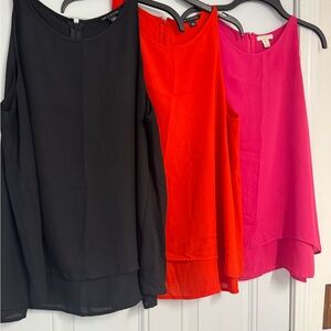 Women's Sleeveless Tank Blouses - Black, Red, Pink